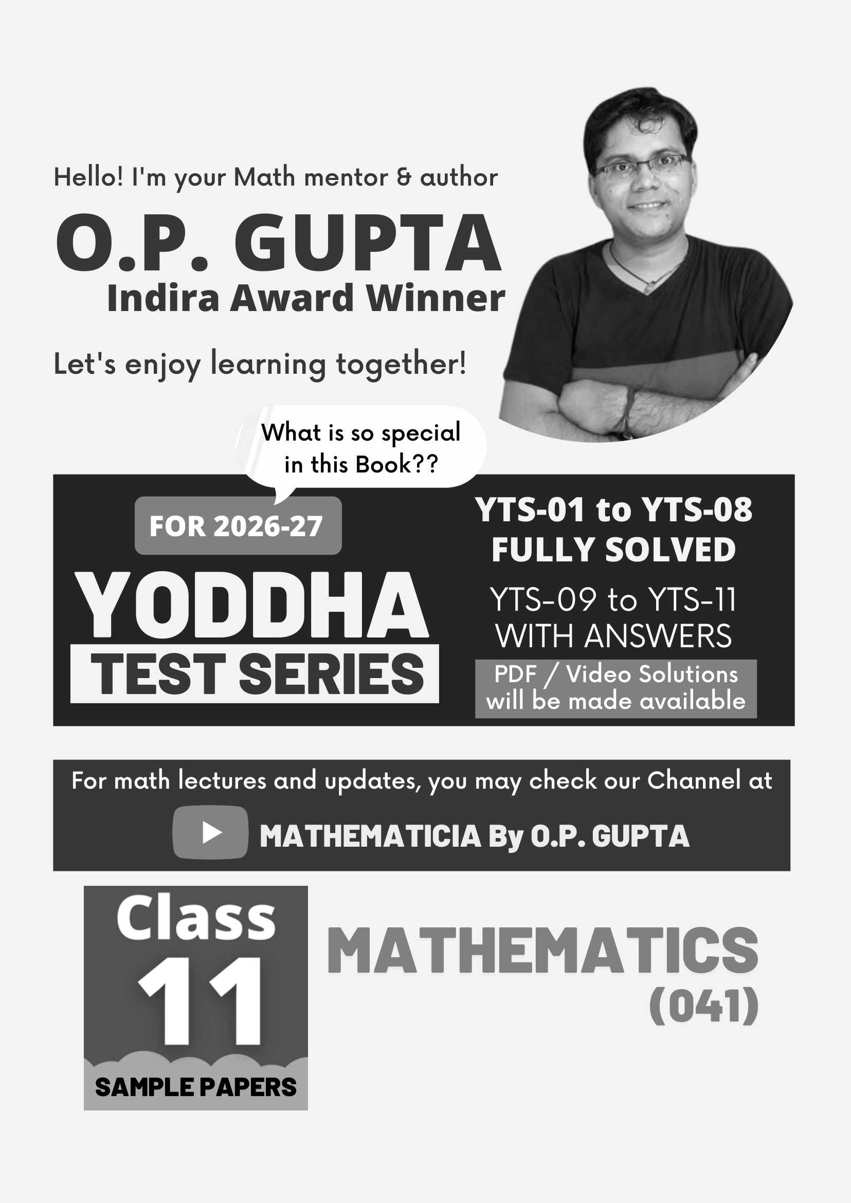 CBSE YODDHA SAMPLE PAPERS For XI Maths (041) by O.P. Gupta