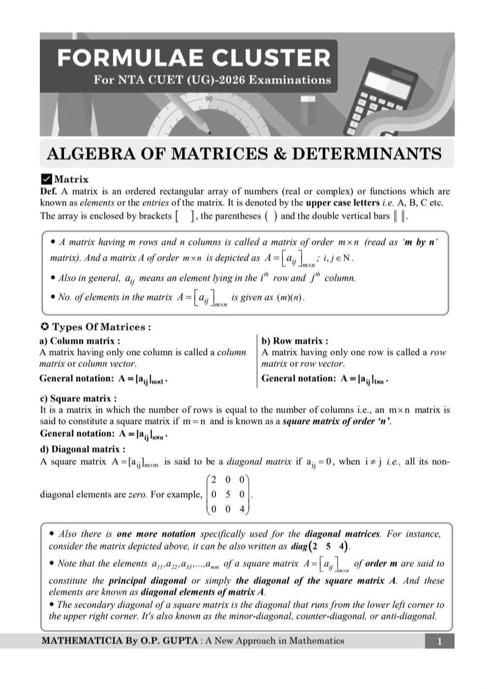NTA CUET (UG) 2026 Mathematics Chapterwise & Topicwise Question Bank with Solutions including Formulae and Theory
