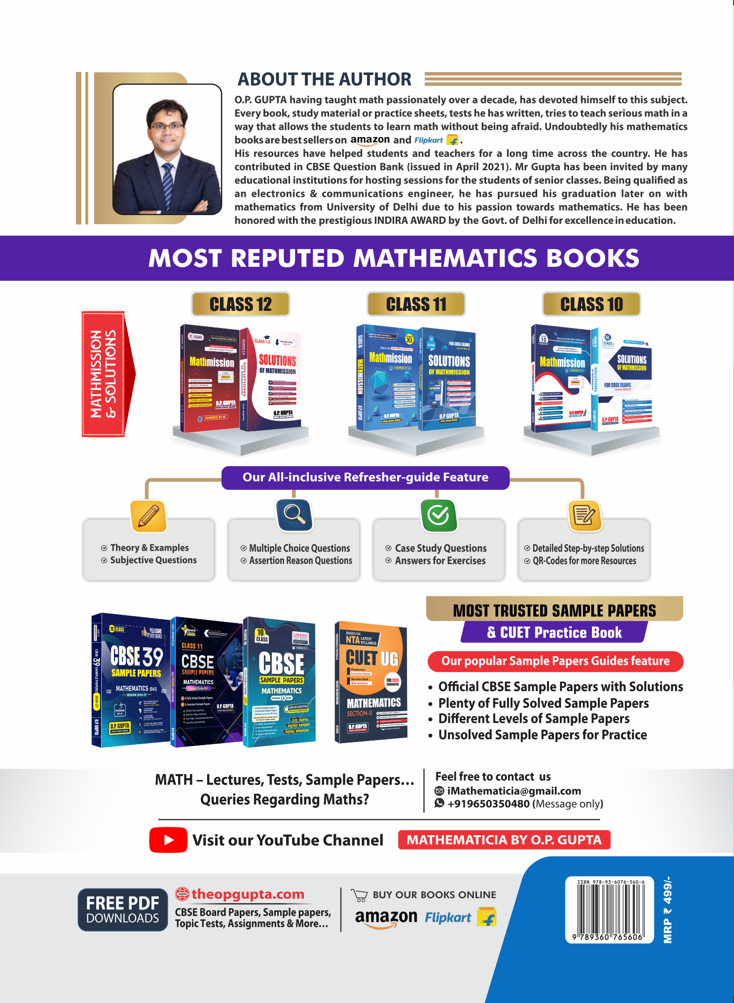 CBSE YODDHA SAMPLE PAPERS For XI Maths (041) by O.P. Gupta