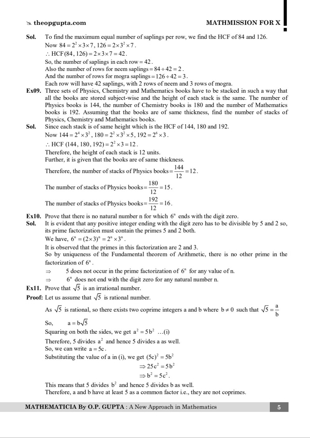 MATHMISSION FOR X By O.P. GUPTA