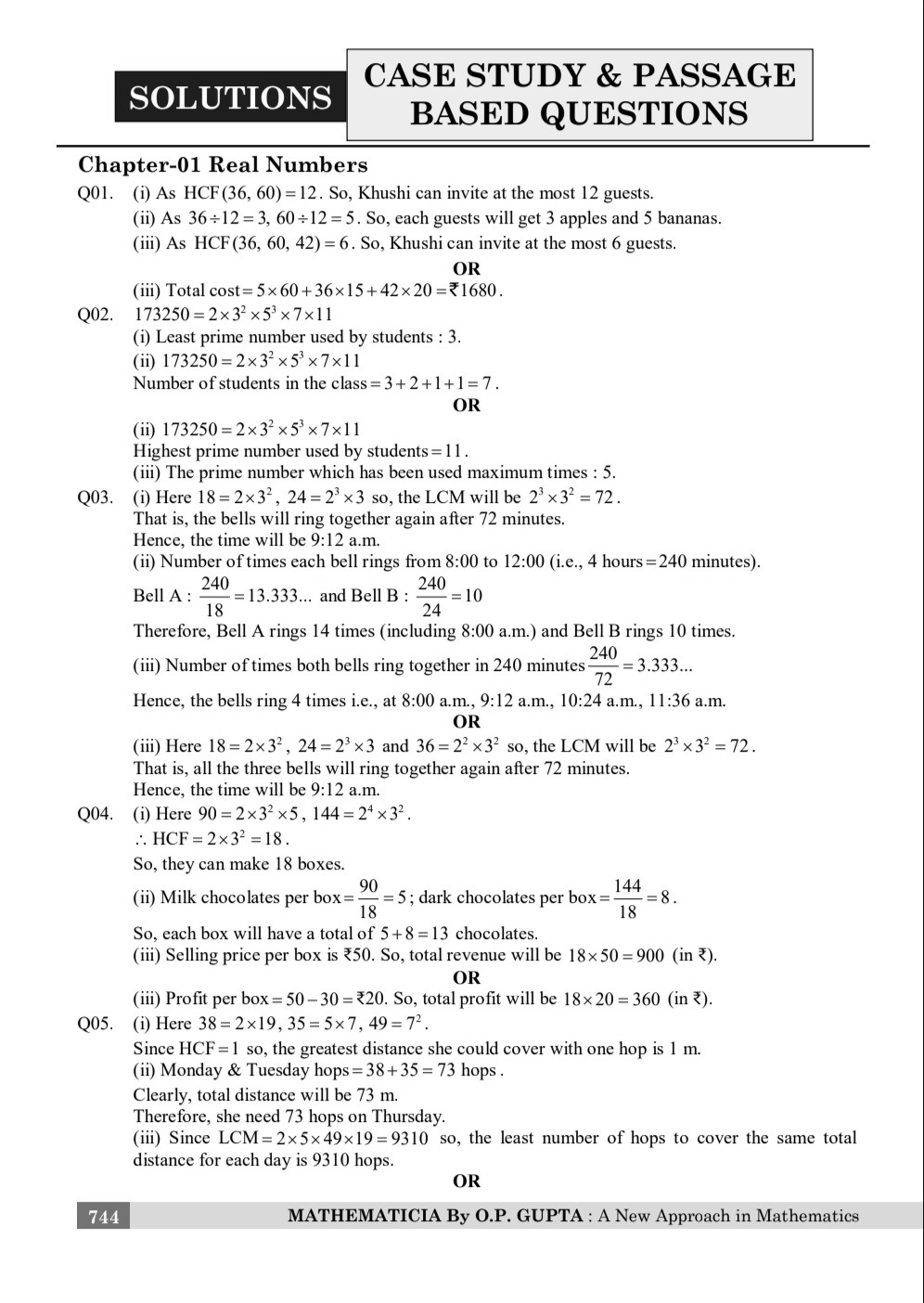 SOLUTIONS OF MATHMISSION FOR X By O.P. GUPTA
